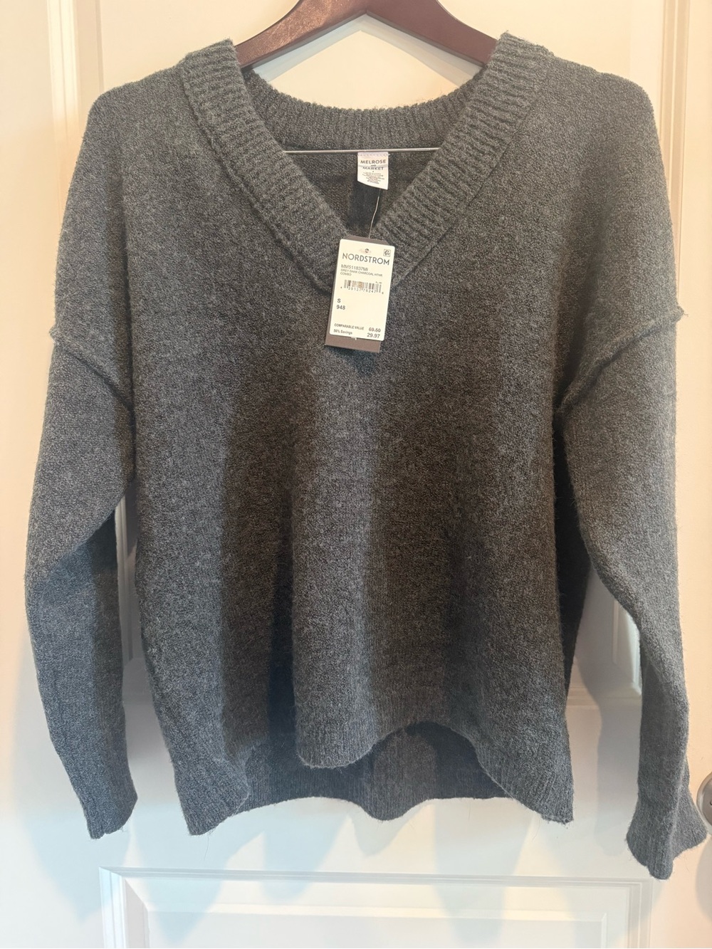 Melrose and Market Charcoal V-Neck Sweater